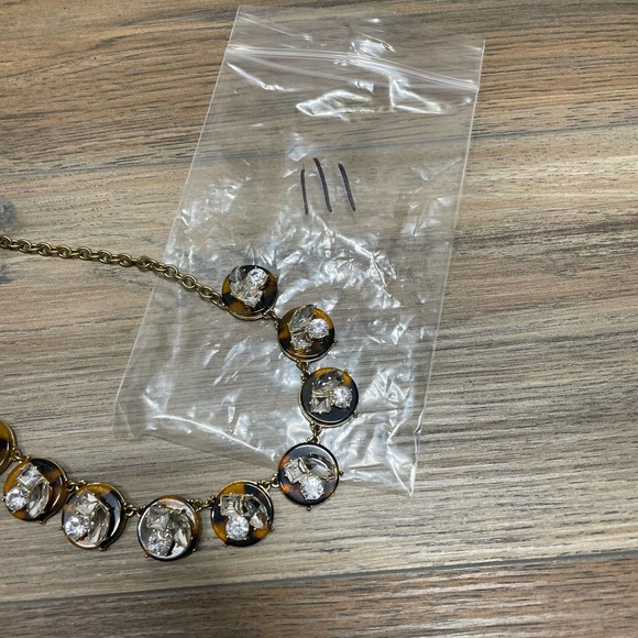 J Crew Tortoise Brown Beaded Crystal Statement Necklace - Picture 7 of 7
